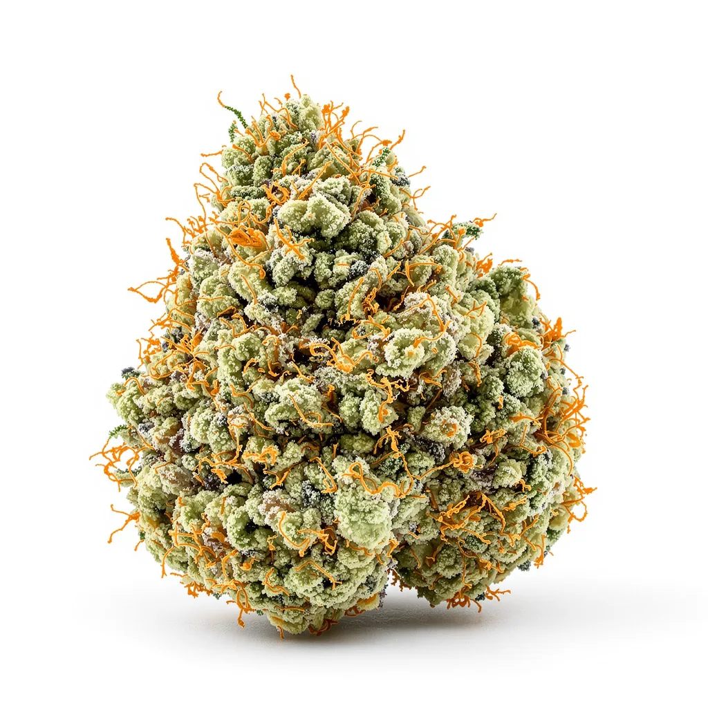 Raskal OG 40% indica / 60% sativa flower with visible trichomes