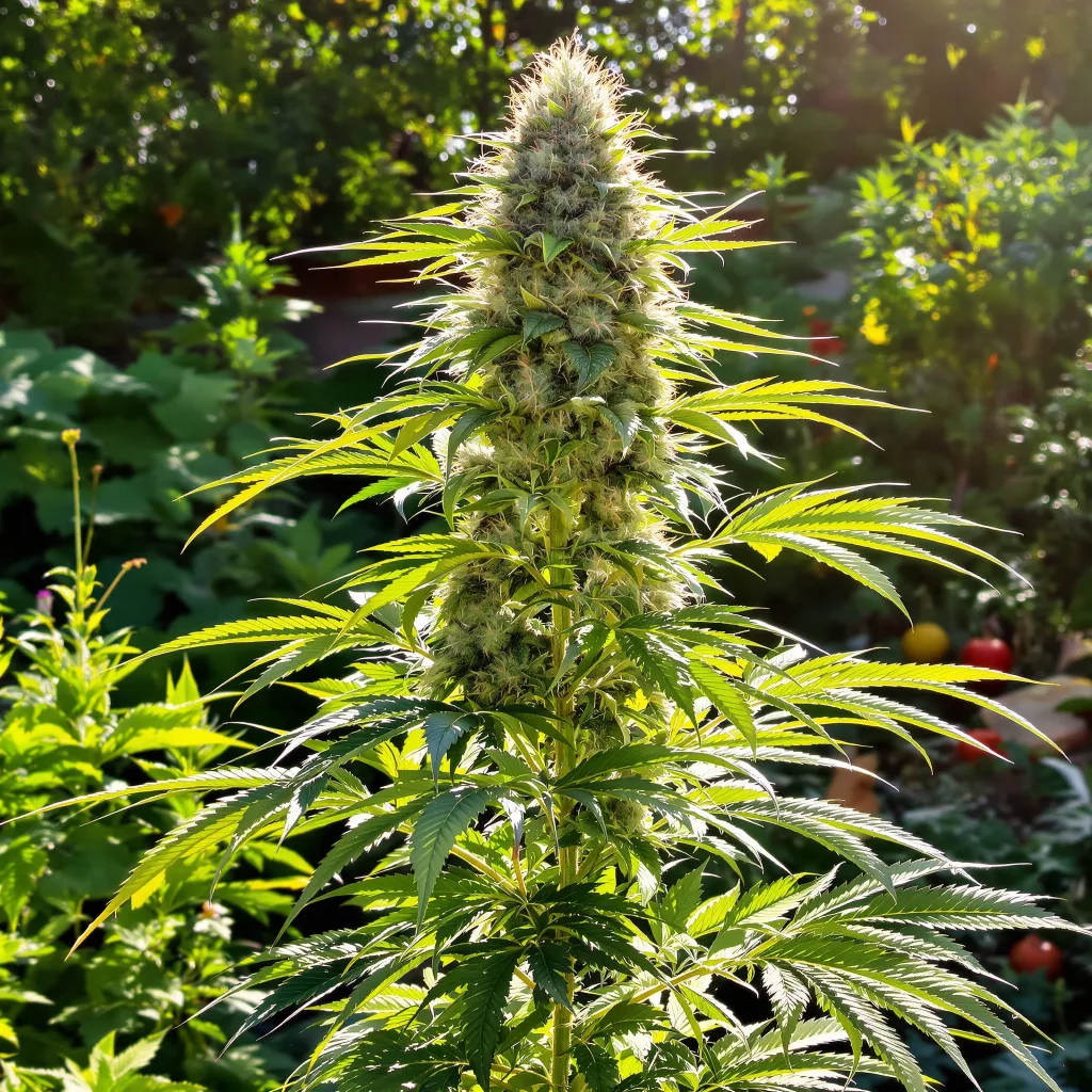 Raspberry Cough 28% indica / 72% sativa flower with visible trichomes