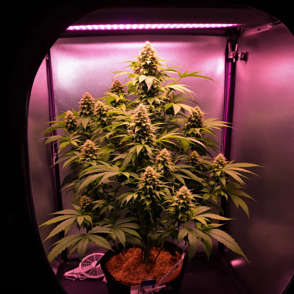 Red Bruce cannabis plant in flowering stage — 70–110 cm feminised