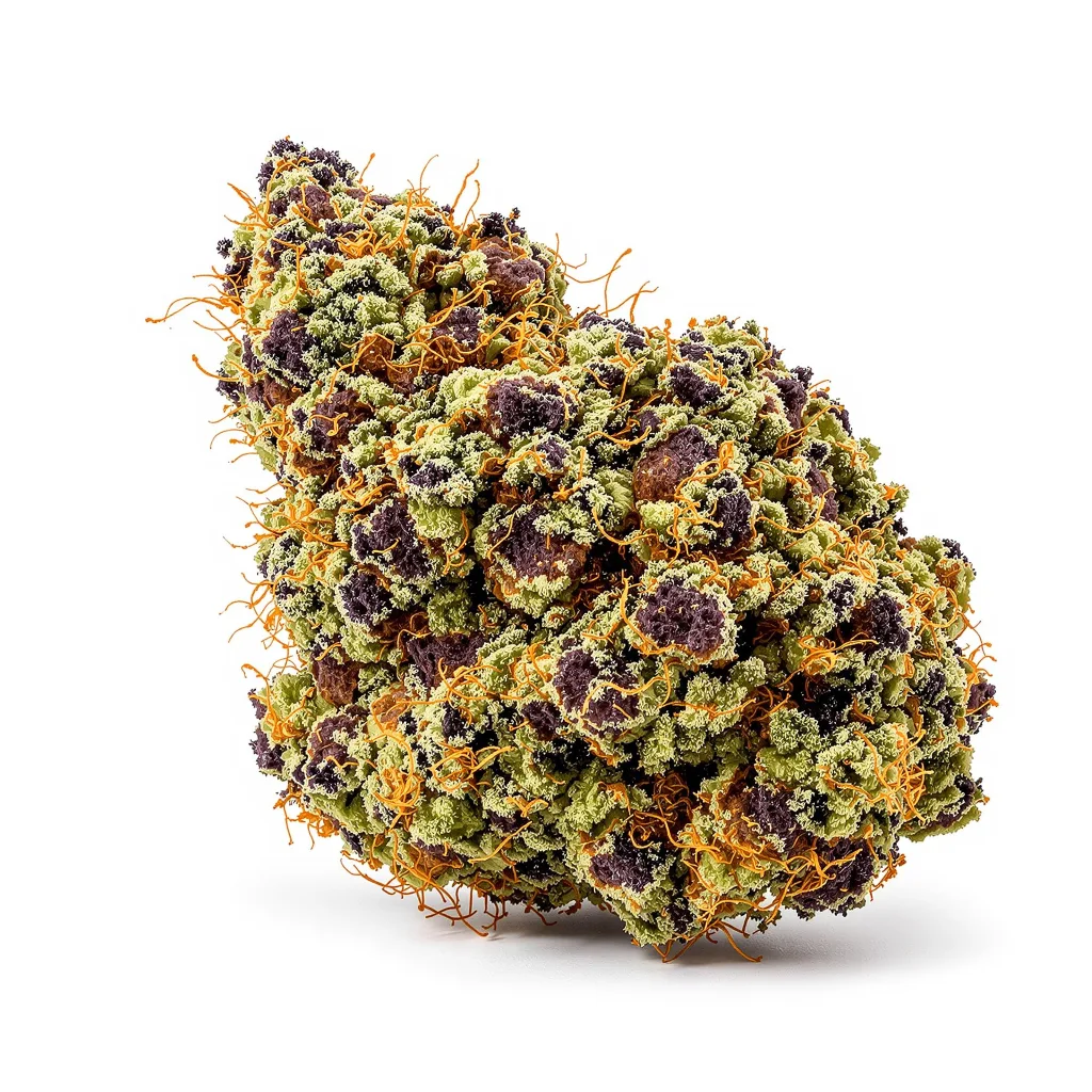 Rockbud 77% indica / 23% sativa flower with visible trichomes