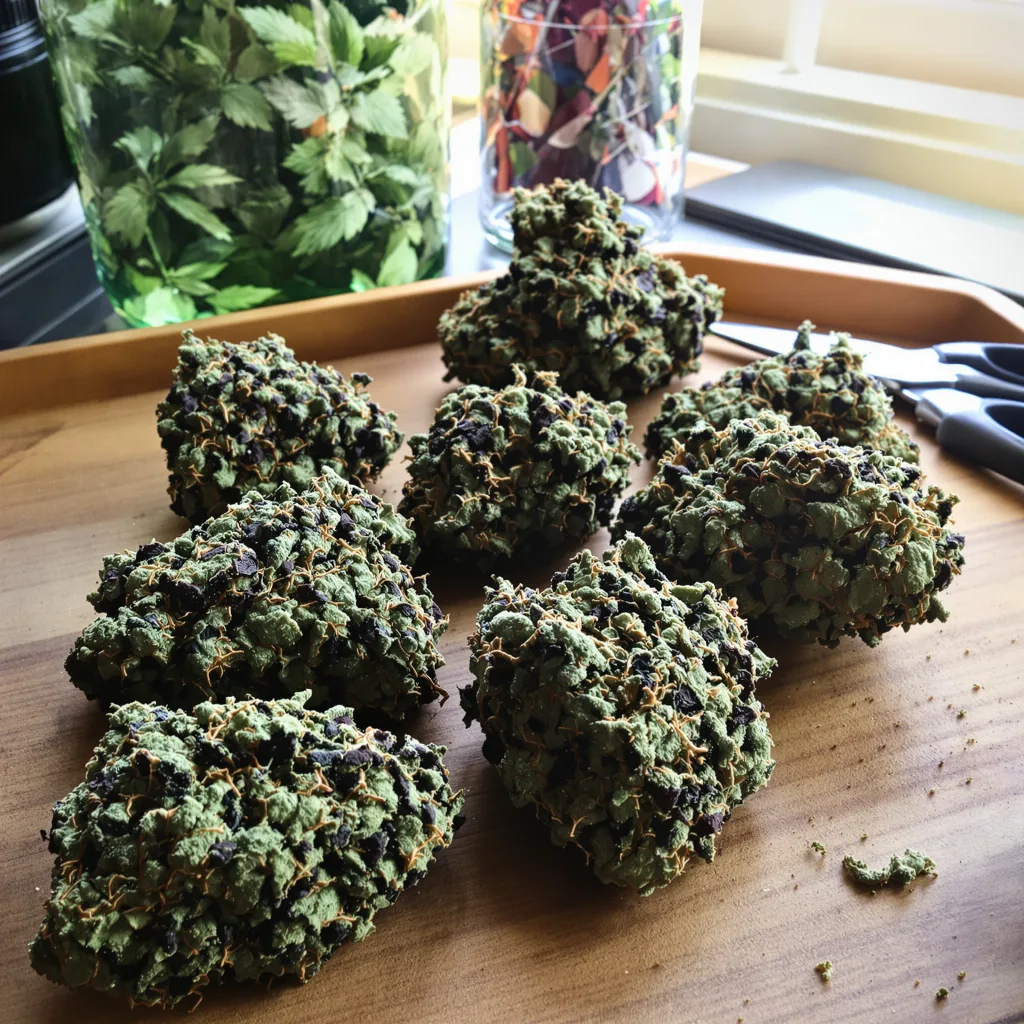 Rockstar Kush 88% indica / 12% sativa flower with visible trichomes