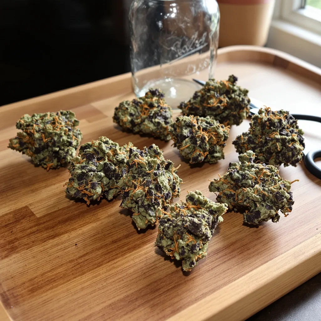 Romulan 67% indica / 33% sativa flower with visible trichomes
