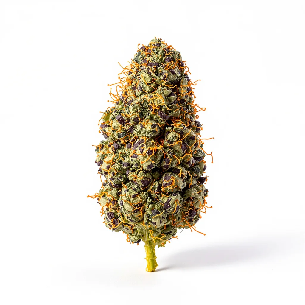 Romulan 67% indica / 33% sativa flower with visible trichomes