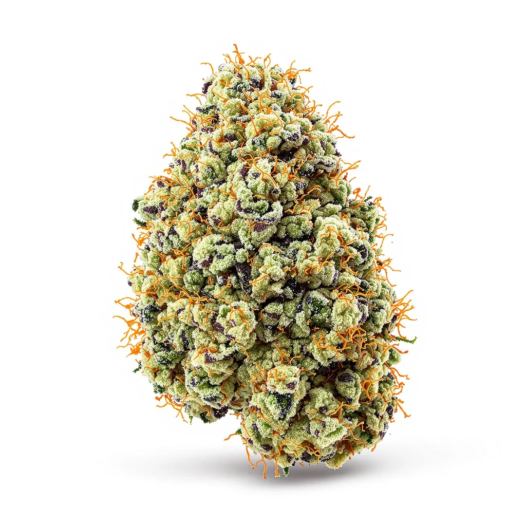 Royal Gorilla 51% indica / 49% sativa flower with visible trichomes