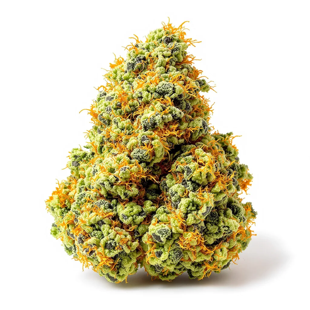 Royal Medic 25% indica / 75% sativa flower with visible trichomes