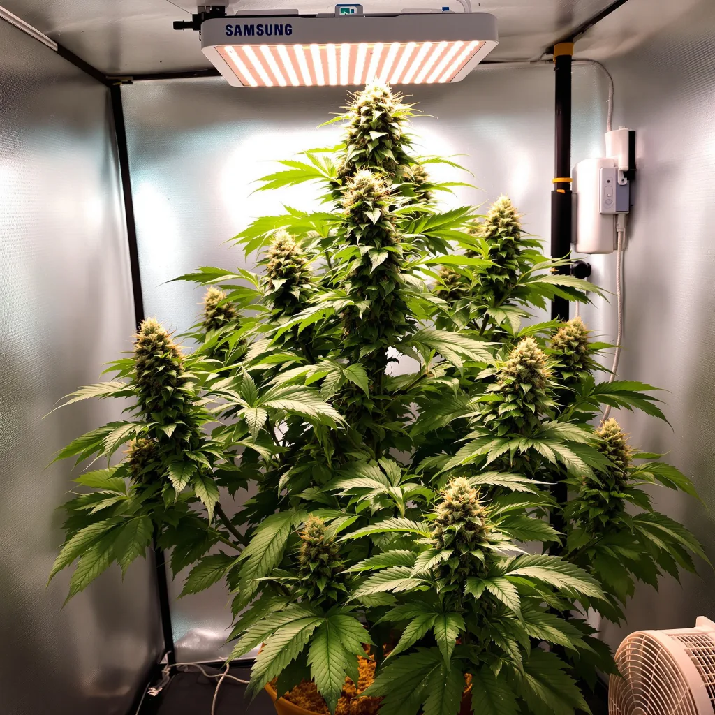 Rug Burn OG cannabis plant in flowering stage — 90-120 cm. Medium feminised