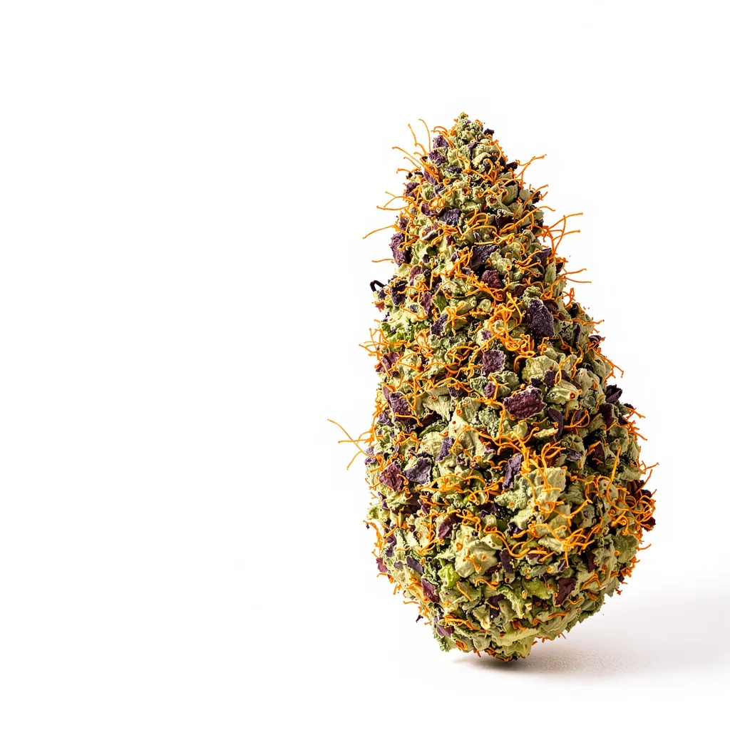 San Fernando Valley Kush 66% indica / 34% sativa flower with visible trichomes