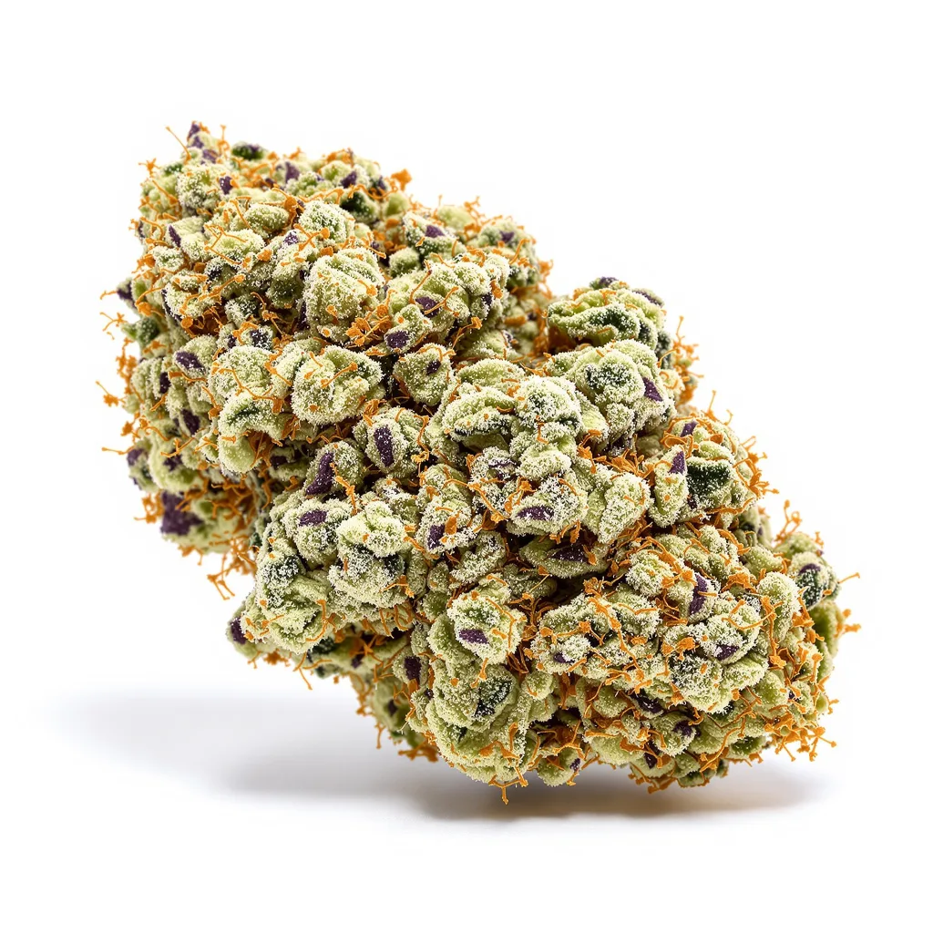 Sangria 63% indica / 37% sativa flower with visible trichomes