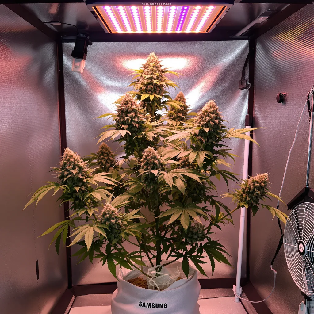 Scooby Snacks cannabis plant in flowering stage — Short feminised