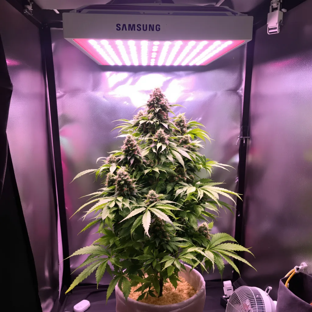 Scott's OG cannabis plant in flowering stage — 110–150 cm feminised