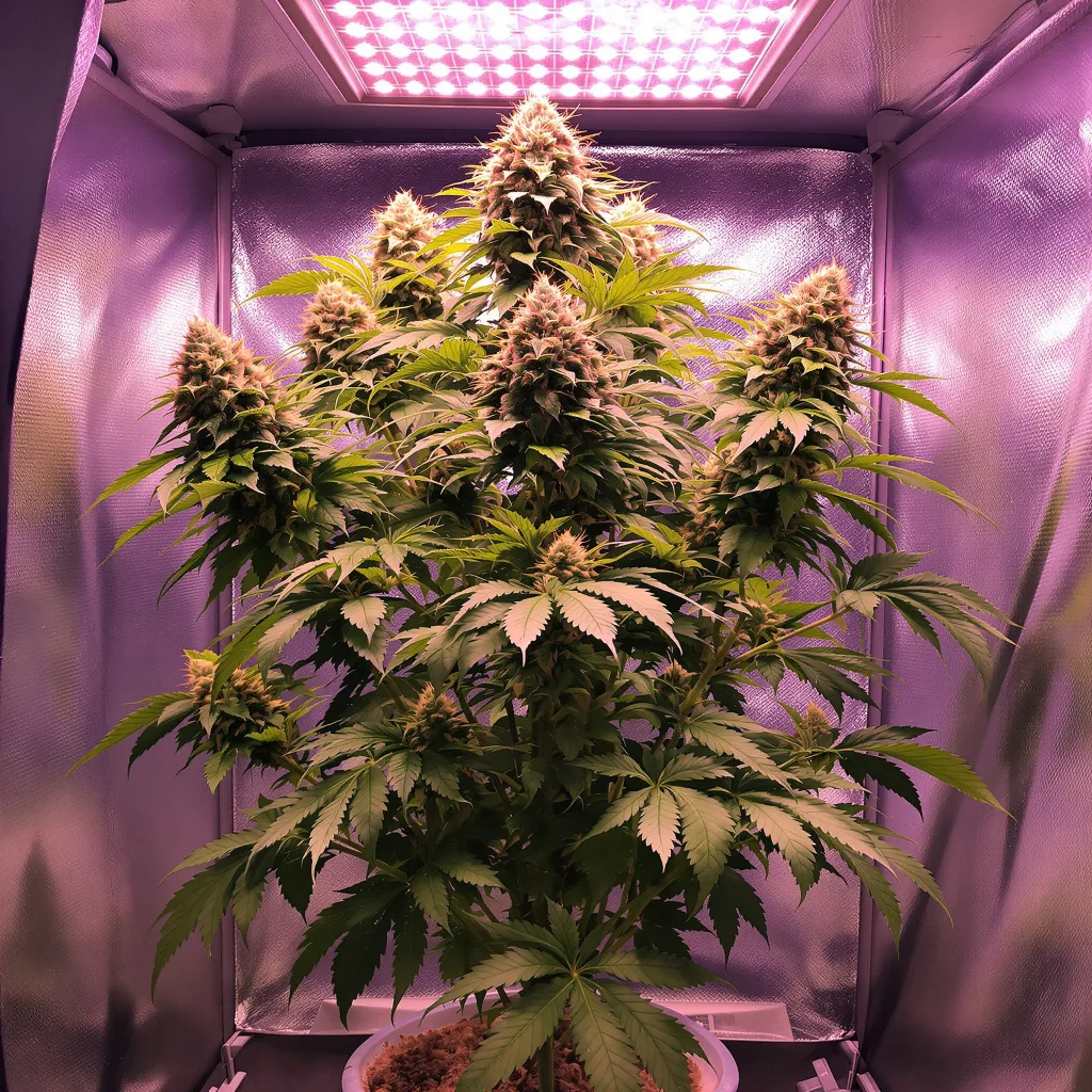 Serious Happiness cannabis plant in flowering stage — Medium feminised