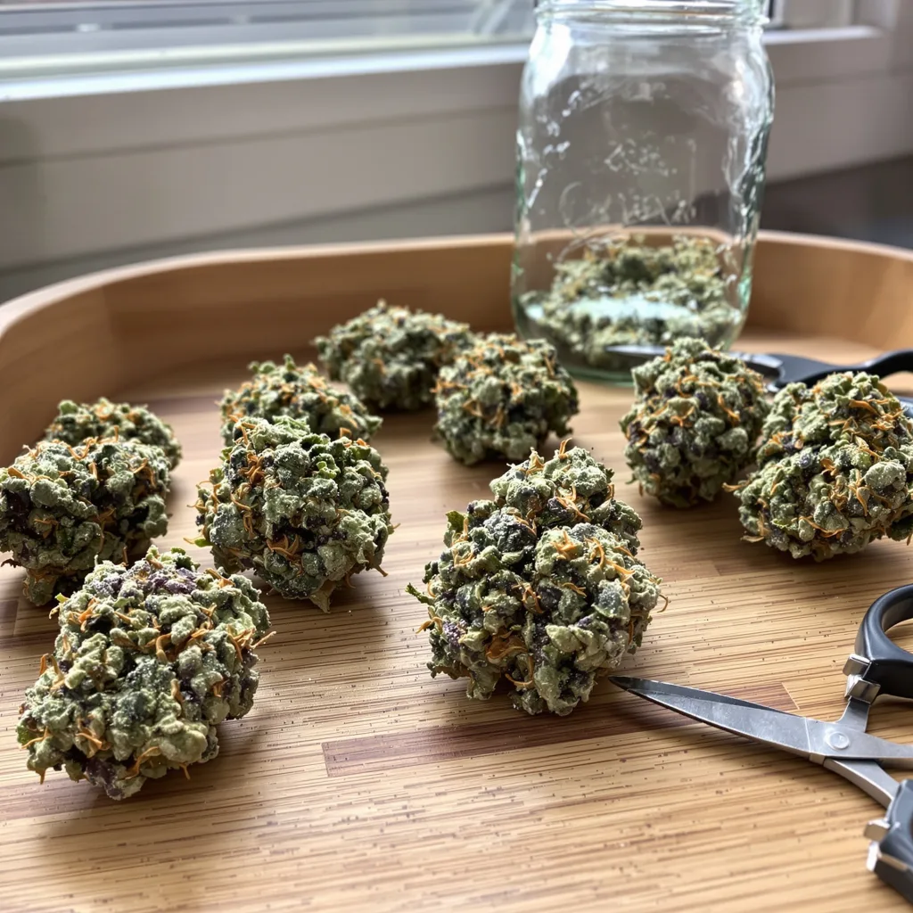 Silver Kush 28% indica / 72% sativa flower with visible trichomes