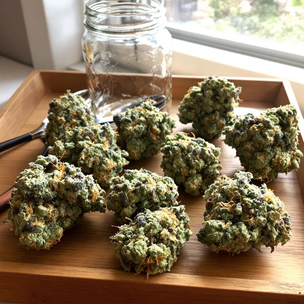 Snow Diesel 55% indica / 45% sativa flower with visible trichomes