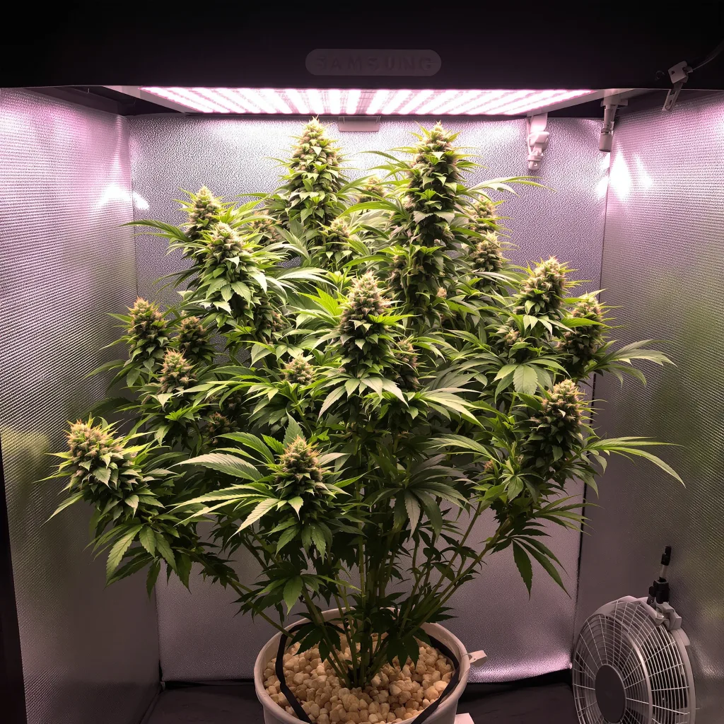 Snow Leopard cannabis plant in flowering stage — Medium autoflower