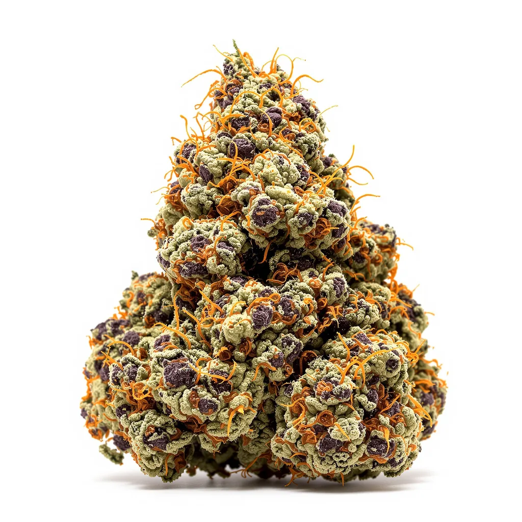 Snow White 89% indica / 11% sativa flower with visible trichomes