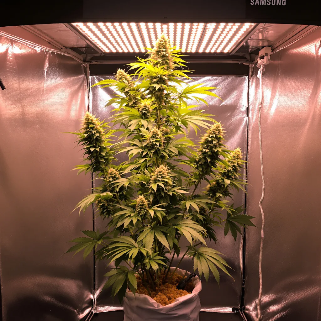Sour Amnesia cannabis plant in flowering stage — Medium autoflower