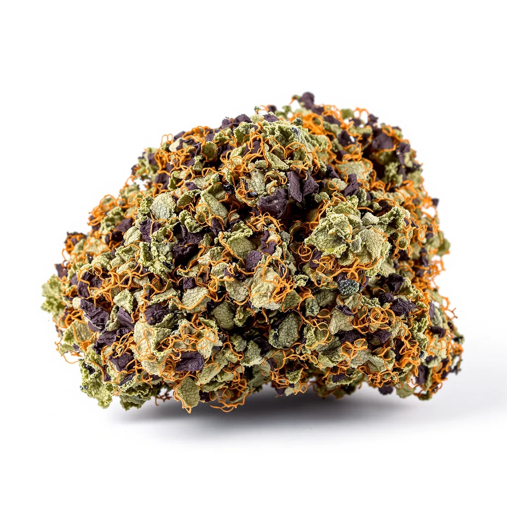 Sour Apple 81% indica / 19% sativa flower with visible trichomes