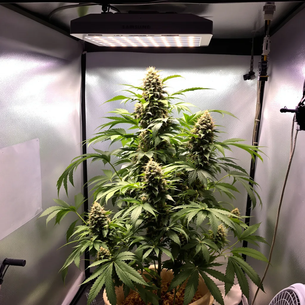 Sour Cheese cannabis plant in flowering stage — Medium (150-245 cm) feminised