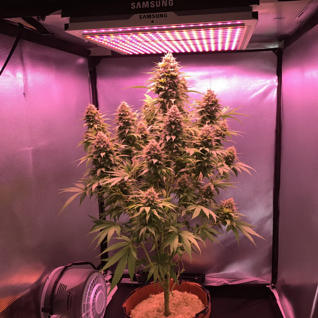 Sour Dubble cannabis plant in flowering stage — 90-120 cm. Medium autoflower