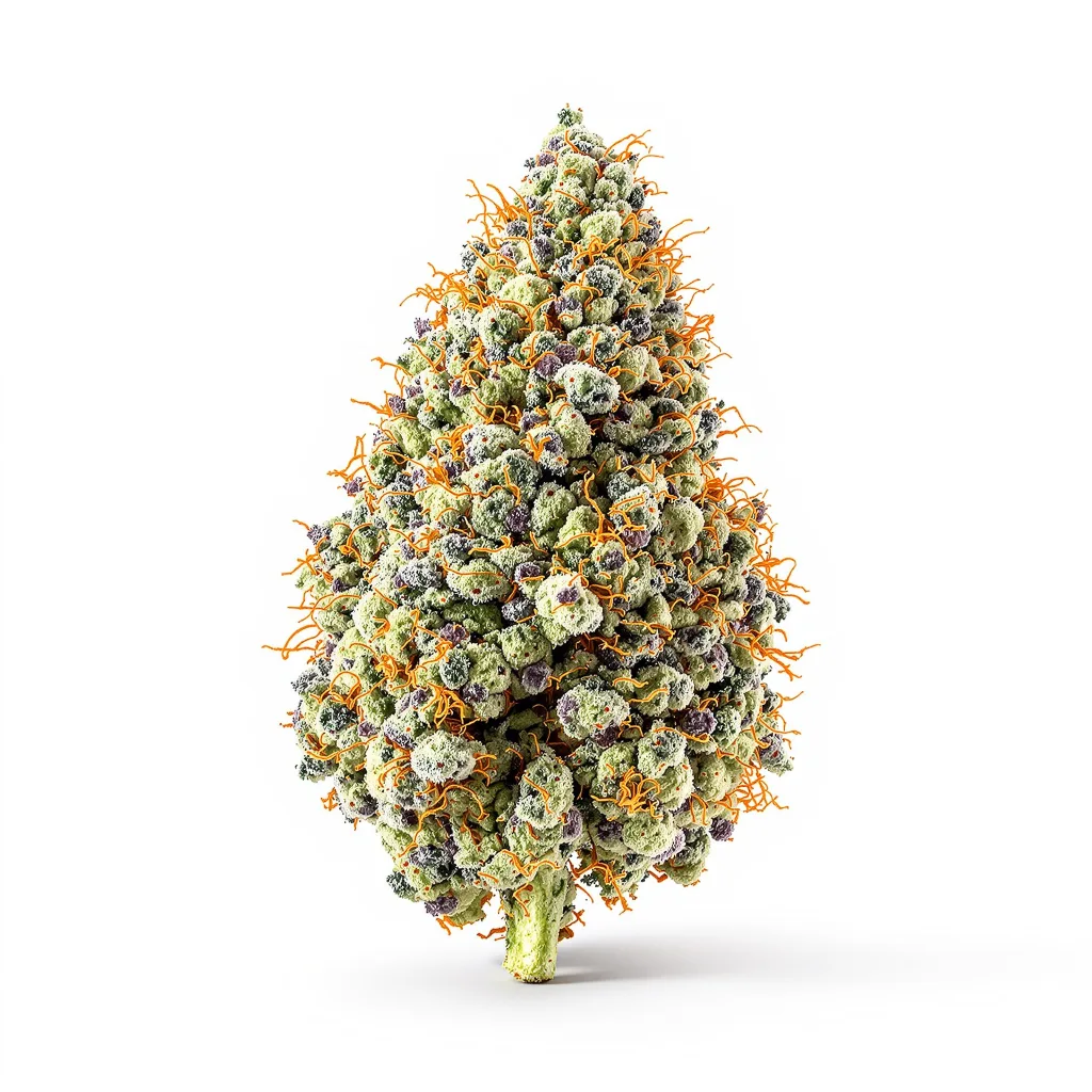 Sour Dubble 61% indica / 39% sativa flower with visible trichomes