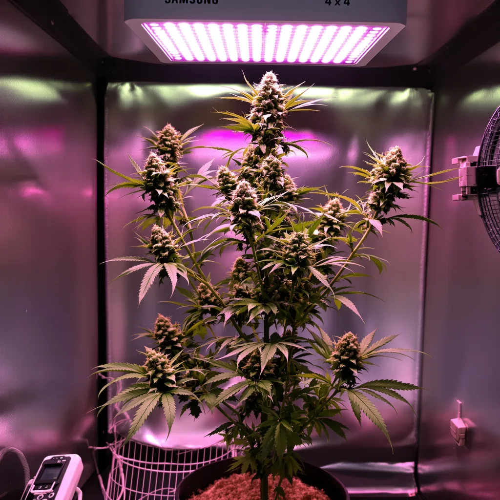 Sour Lemon OG cannabis plant in flowering stage — Short feminised