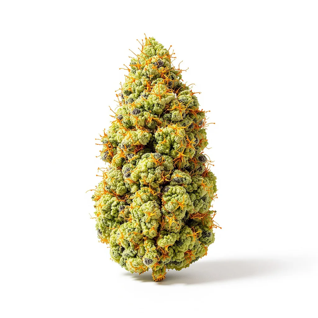 Sour Tangie 23% indica / 77% sativa flower with visible trichomes