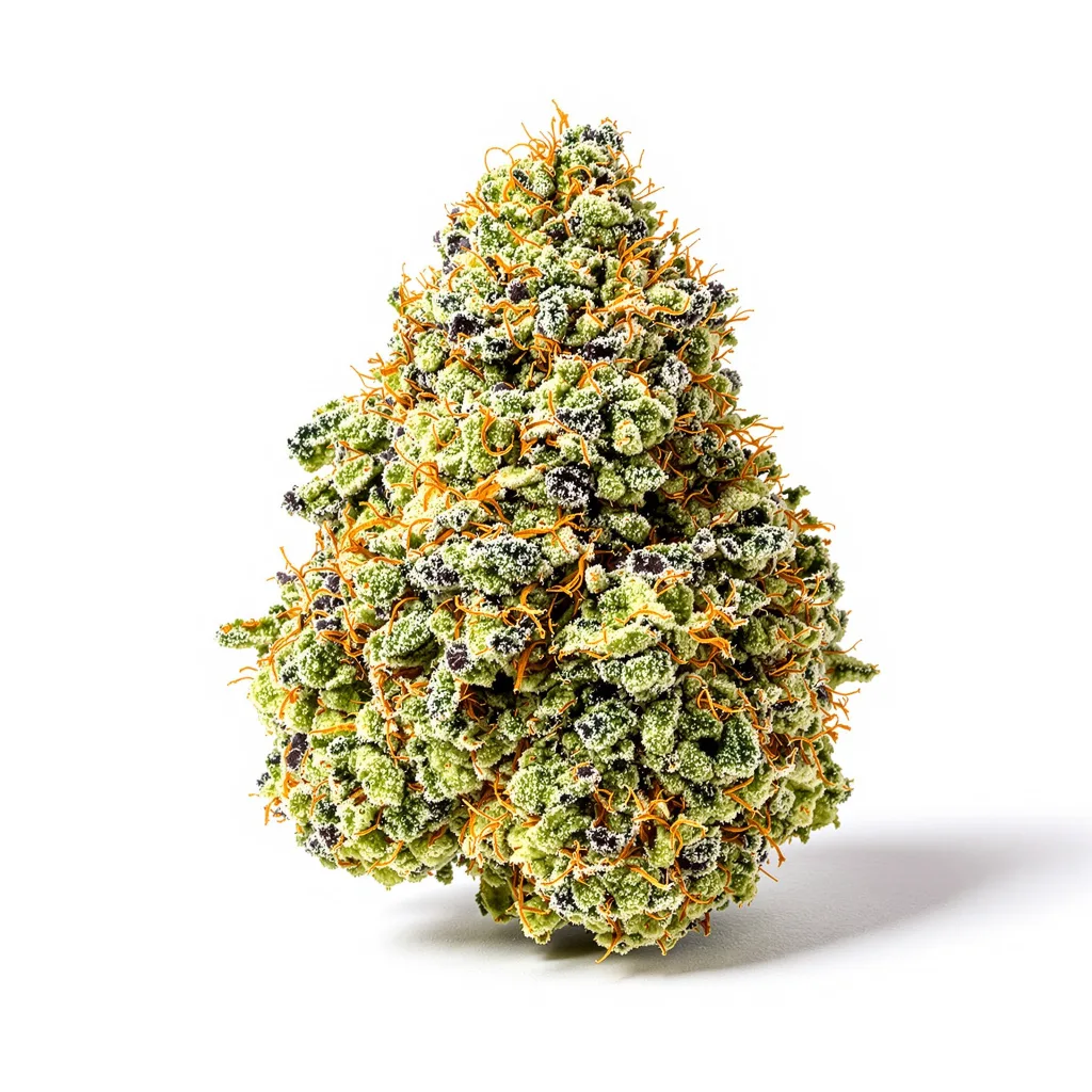 Space Bomb 40% indica / 60% sativa flower with visible trichomes