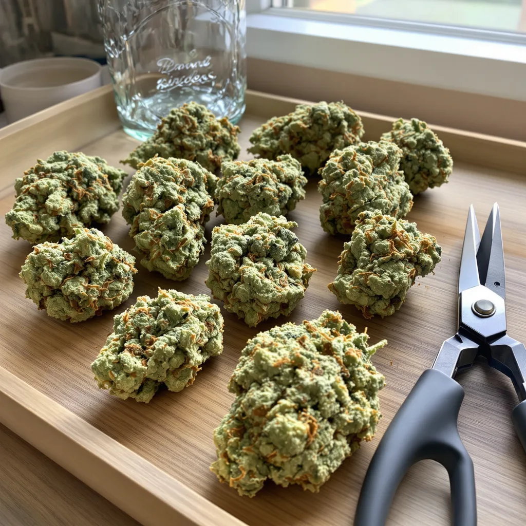 Stephen Hawking Kush CBD 49% indica / 51% sativa flower with visible trichomes
