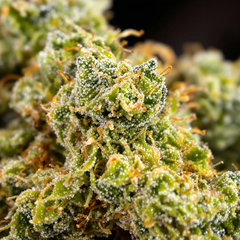 Steve's Dream Queen cannabis bud close-up showing lime-green airy structure