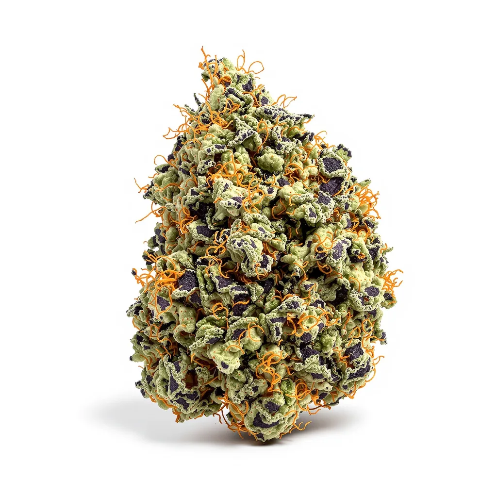Strawberry Banana 85% indica / 15% sativa flower with visible trichomes