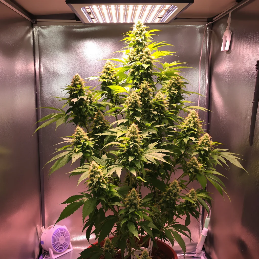 Sugar Cookie cannabis plant in flowering stage — Medium feminised