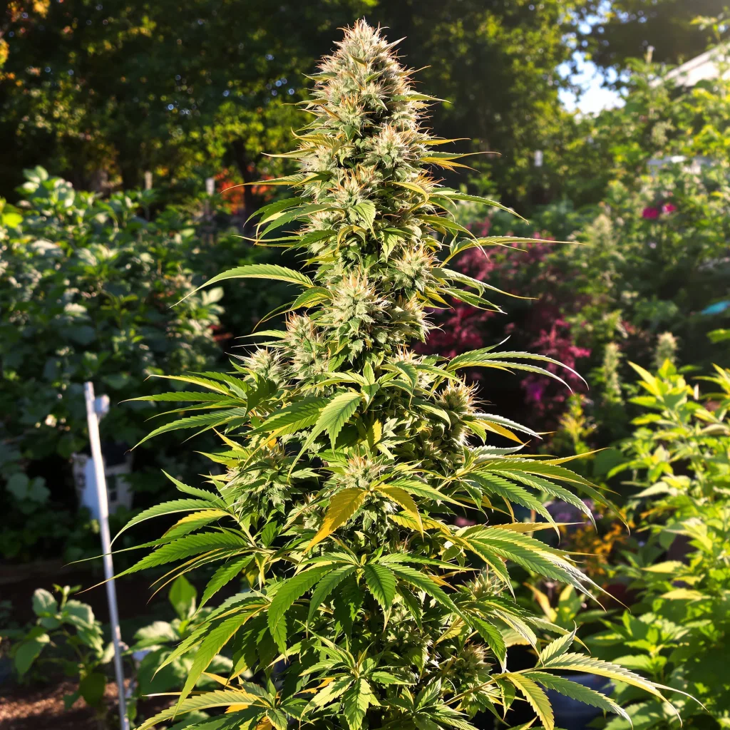 Sunset Sherbet 57% indica / 43% sativa flower with visible trichomes