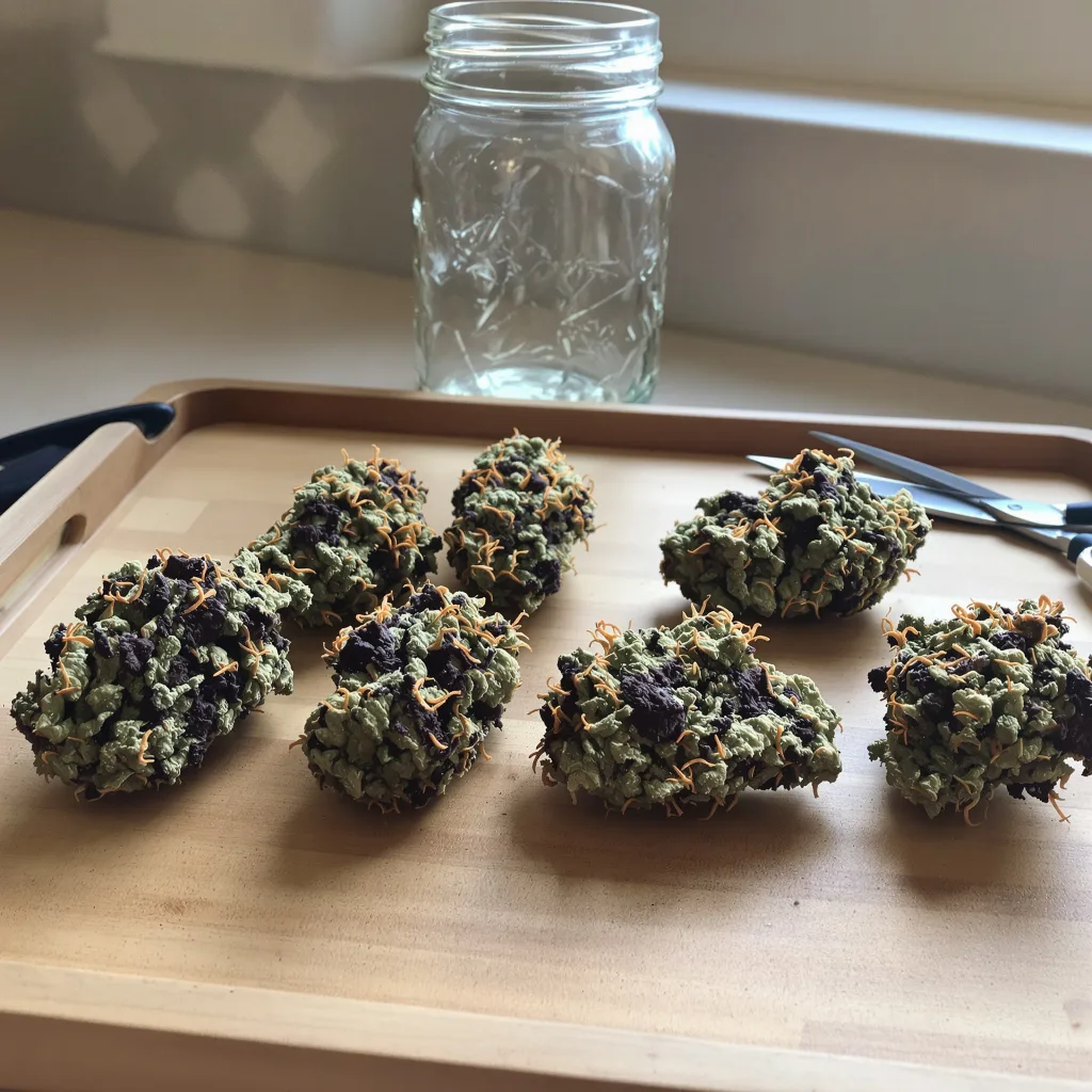 Super Blue Dream 75% indica / 25% sativa flower with visible trichomes