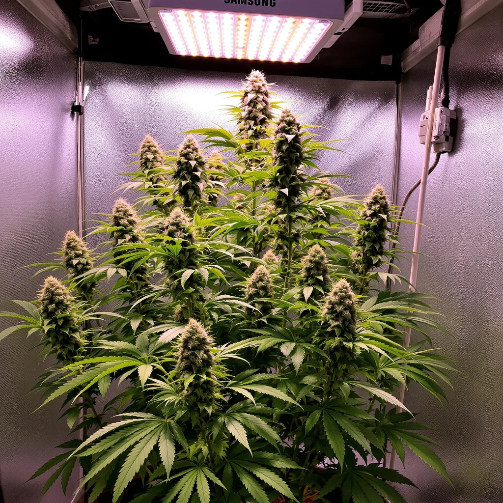 Super Green Crack cannabis plant in flowering stage — Short feminised