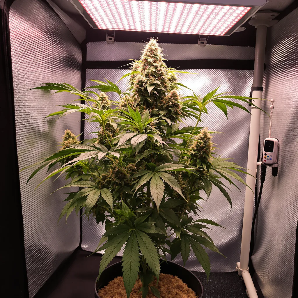 Super Kush cannabis plant in flowering stage — 110–150 cm feminised