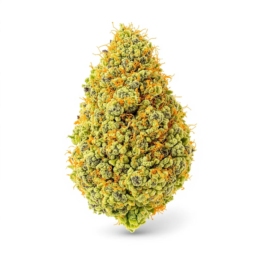 Super Lemon Haze 14% indica / 86% sativa flower with visible trichomes