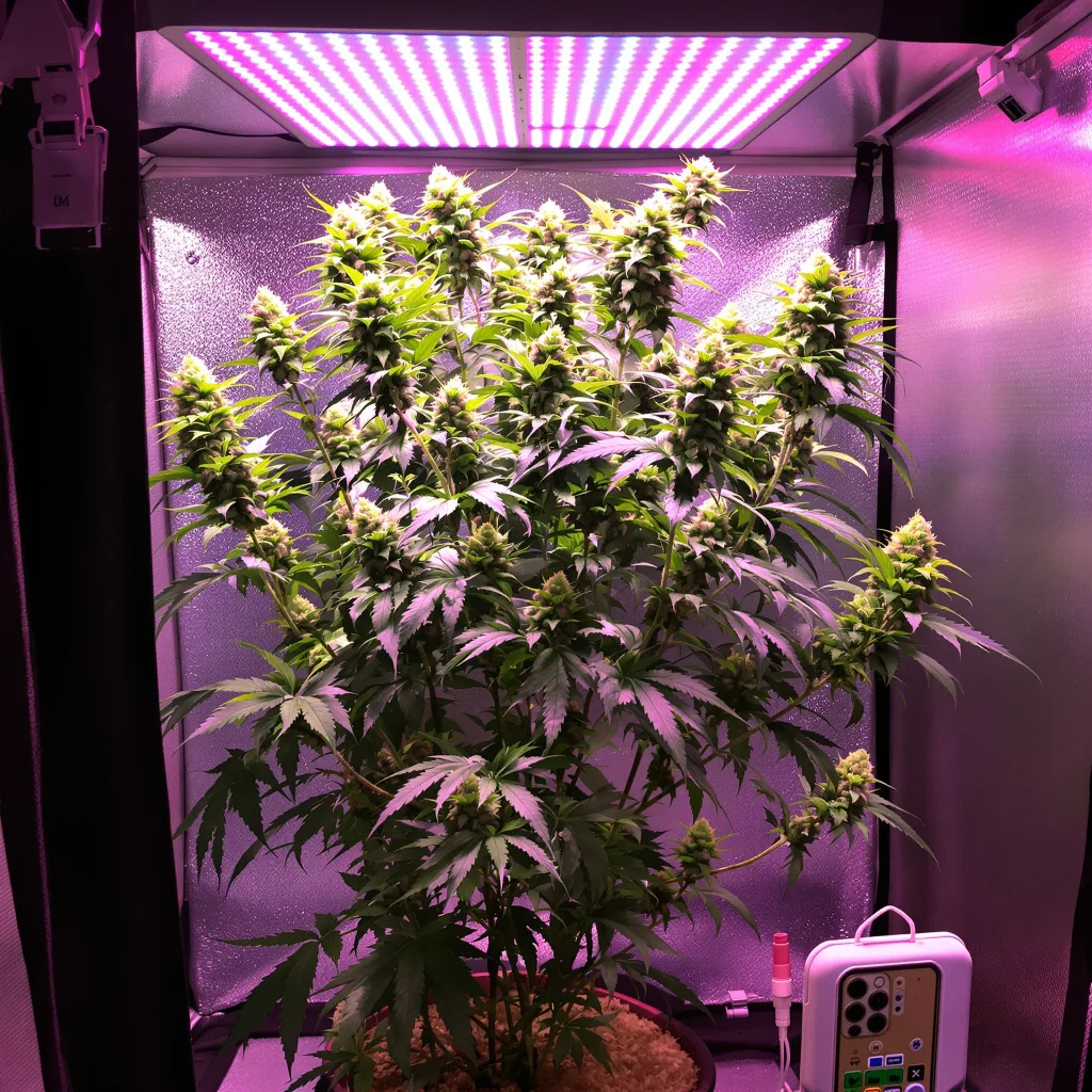 Super Snow Dog cannabis plant in flowering stage — 50–140 cm feminised