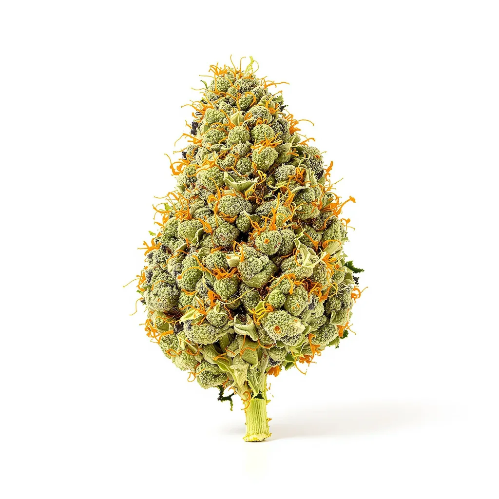 Super Sour Diesel 33% indica / 67% sativa flower with visible trichomes