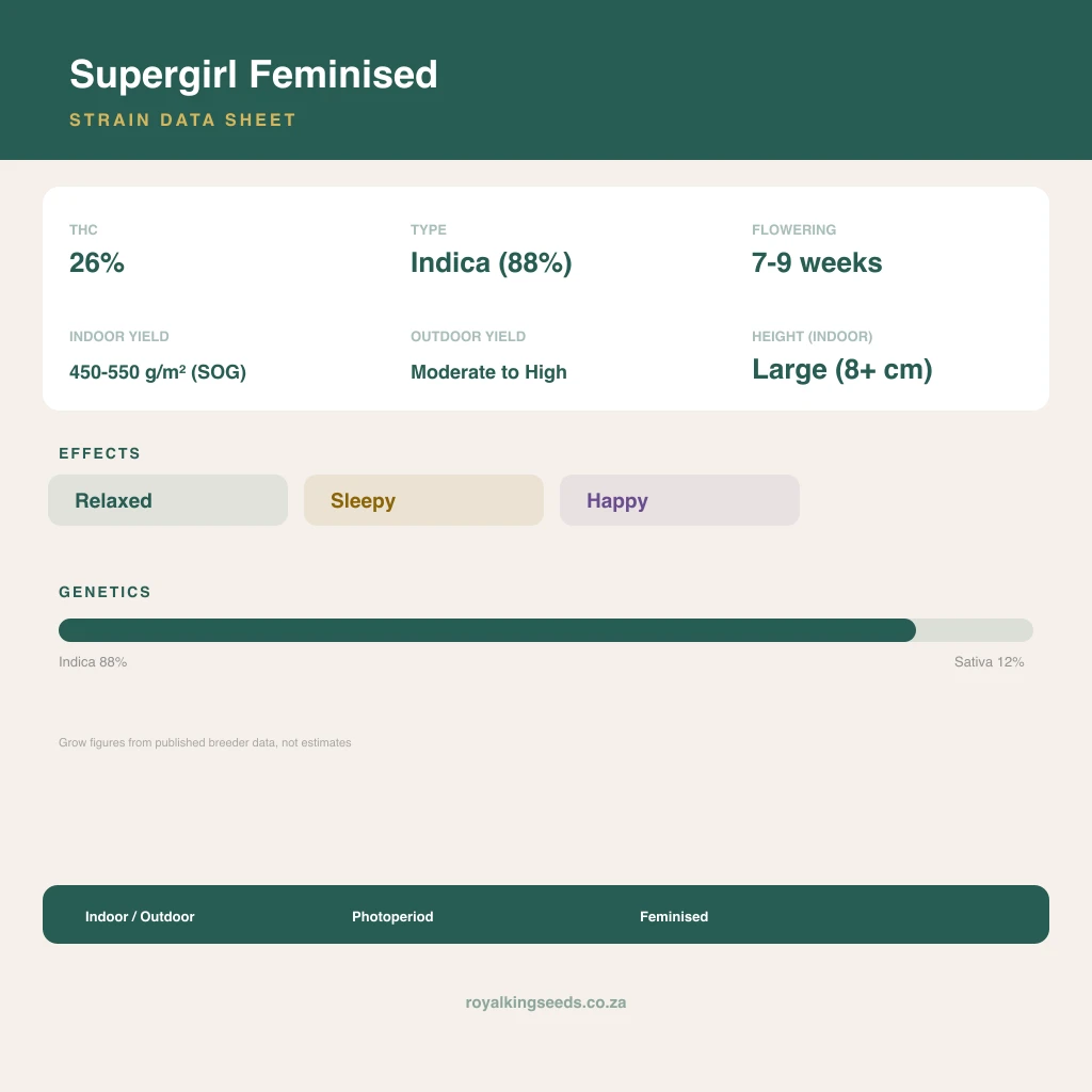 Supergirl 88% indica / 12% sativa flower with visible trichomes