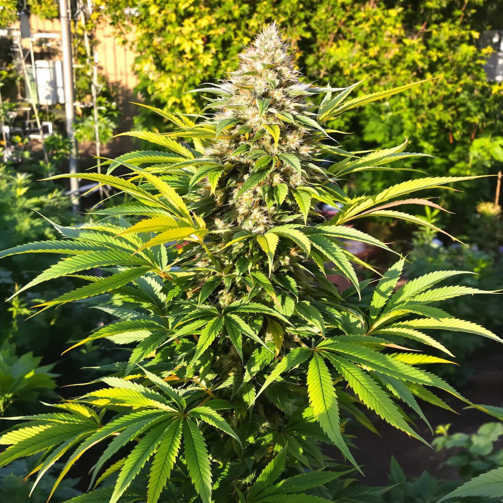 Sweet and Sour Widow CBD 50% indica / 50% sativa flower with visible trichomes