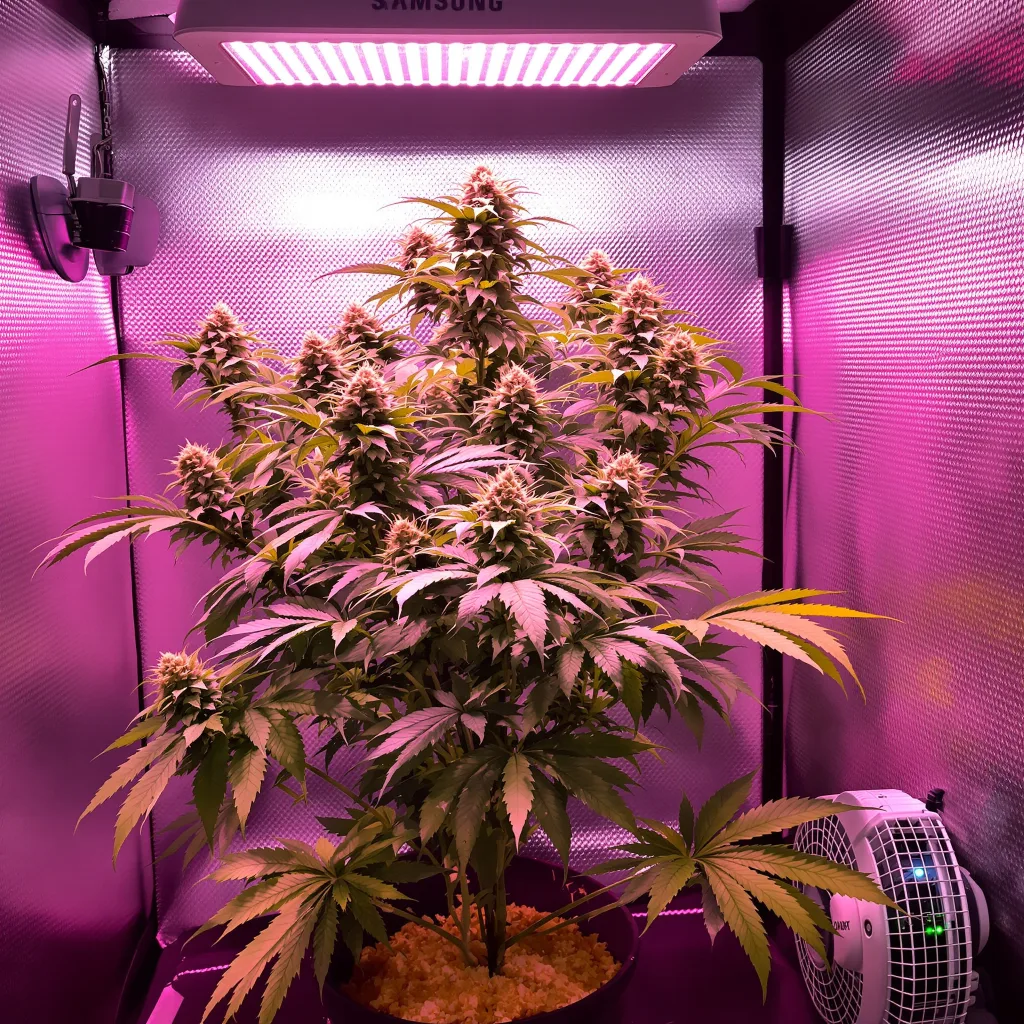 Sweet Baby Jane cannabis plant in flowering stage — 90-120 cm. Medium autoflower