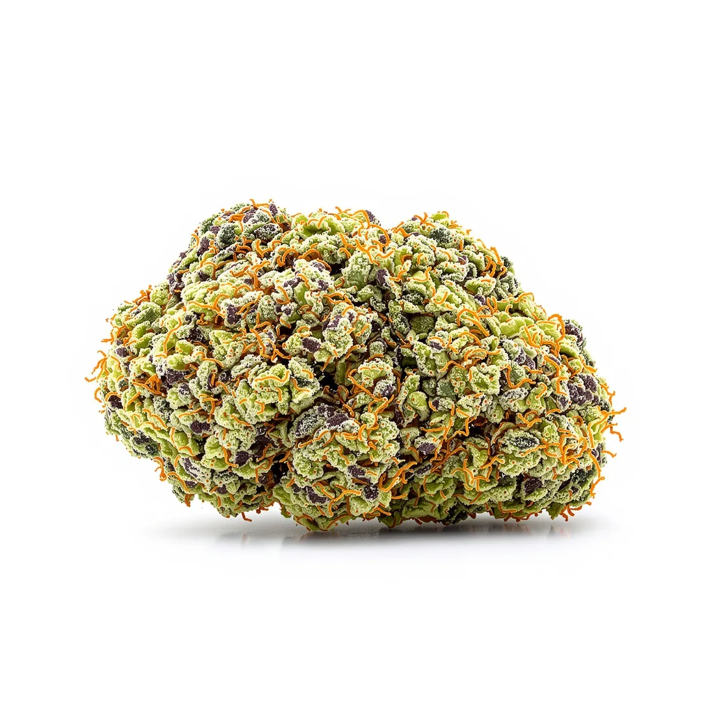 Tangerine Haze 40% indica / 60% sativa flower with visible trichomes