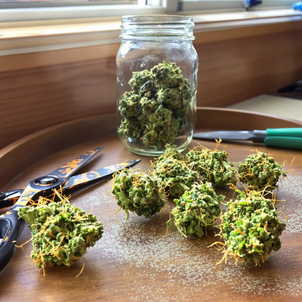Tangerine Power 40% indica / 60% sativa flower with visible trichomes
