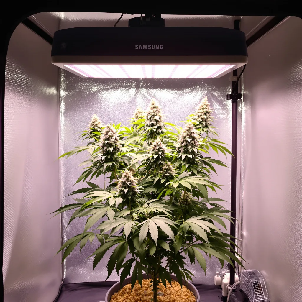 Tigermelon cannabis plant in flowering stage — 90-120 cm. Medium autoflower