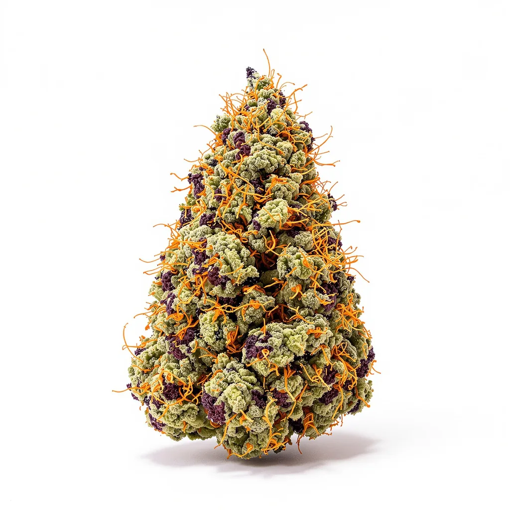 Tora Bora 67% indica / 33% sativa flower with visible trichomes