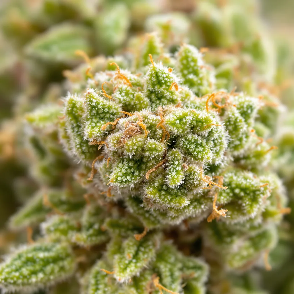 Tree of Life cannabis bud close-up showing lime-green airy structure