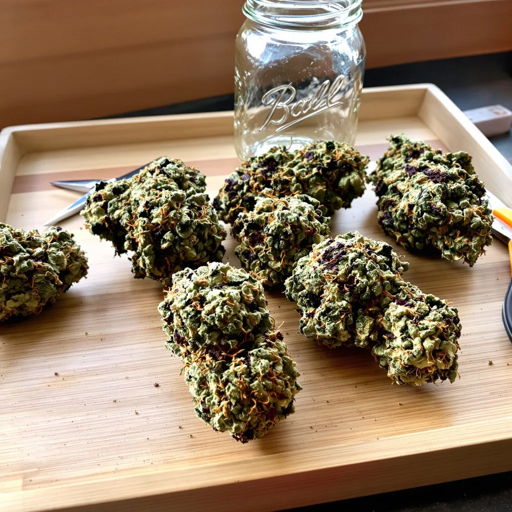 Triangle Kush 78% indica / 22% sativa flower with visible trichomes