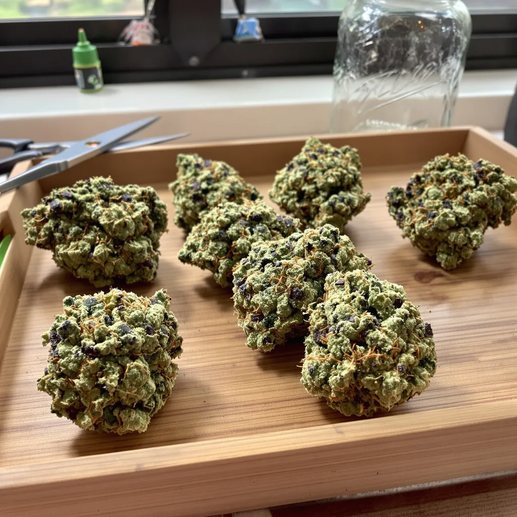Tropicana Cookies 40% indica / 60% sativa flower with visible trichomes