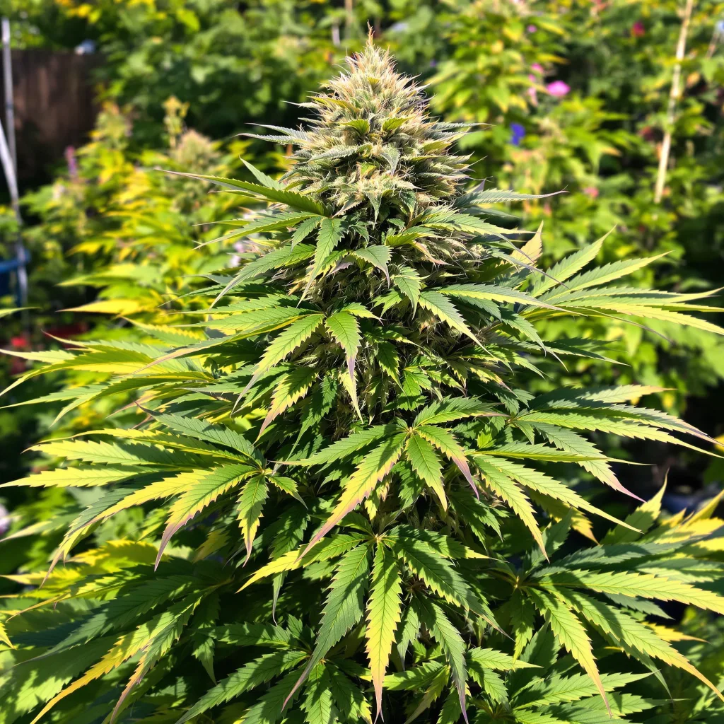 Tuna Kush 70% indica / 30% sativa flower with visible trichomes