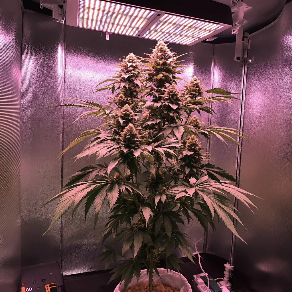 Turbo Mind Warp cannabis plant in flowering stage — 120–160 cm autoflower